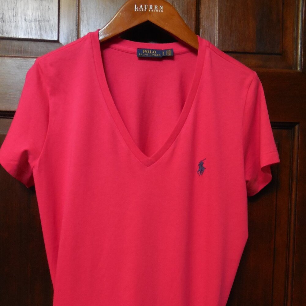Ralph Lauren V Neck Tee Short Sleeve Size M